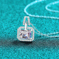 S925 Sterling Silver Moissanite Women's Necklace, Rectangular Pendant, Minimalist Luxury-0-0