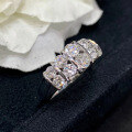 wholesale S925 Sterling Silver European and American Style Fashion Double Row Zircon Ring Cross-border Model-0-1