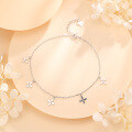 wholesale S925 Sterling Silver Light Luxury Women's Anklet in White Gold Tone, Advanced Four-Leaf Clover Design, Birthday Gift for Girlfriend, Valentine's Day Present-0-0