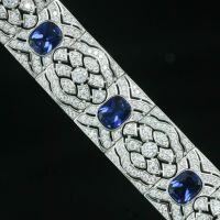 wholesale 925 Silver Gold-Plated Bracelet with High-Carbon Diamonds, Royal Blue, Art Deco Retro Versatile Jewelry for Women-GRC cultured cobalt spinel-peacock blue>18cm