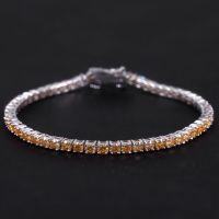 wholesale S925 sterling silver gold-plated champagne moissanite tennis bracelet 3/4/5mm hip-hop colored bracelet-3mm champagne moissanite bracelet  6.5 inches (approximately 16.5cm)