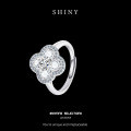 S925 Sterling Silver Four-Leaf Clover Moissanite Women's Ring, Light Luxury Ins Style-0-4