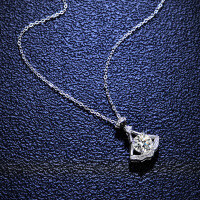 S925 Silver Pendant Moissanite Necklace for Women-1-carat necklace (D color moissanite) - 925 silver