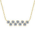 S925 Silver D Color Moissanite 9-Stone Row Cross Necklace-0-3