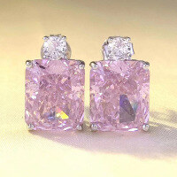 wholesale S925 silver new luxury inlaid high-carbon diamond simulated yellow diamond earrings for women, fashionable and elegant-E314 Pink Diamond>925 Silver