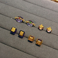 wholesale Gold-plated S925 Silver Natural Amethyst Zhaxilamu Sugar Cube Accessory with Openwork for DIY Exquisite Chinese Style-Amethyst ears [green]