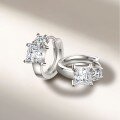 wholesale S925 Sterling Silver Princess Cut Moissanite Women's Ear Clips Colorful Silver Jewelry Earrings-0-3