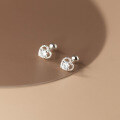 wholesale S925 Silver Hollow Heart Single Diamond Threaded Ear Studs, Japanese and Korean Style Lady Elegant Ear Accessories M02272-0-3
