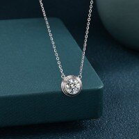 S925 Sterling Silver Moissanite One-Carat Solitaire Pendant Bubble Necklace Wholesale-925 Sterling Silver One-Carat Moissanite Necklace MS-1125BB (Gift Box + Certificate Included)
