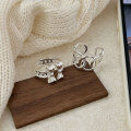 wholesale S925 Sterling Silver Korean-style Bow Ring for Women, Light Luxury Fashion Minimalist Hollow Woven Band Ring-0-1