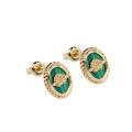 wholesale [925 Gold Plated Silver] Japanese Light Luxury Jewelry, Vintage Earrings with Unique Design, Natural Malachite Women's Ear Studs-0-4