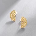 wholesale S925 Gold-Plated New Japanese Retro Lace Hollow Fan Earrings Fashion Trend Ready for Dropshipping-0-4