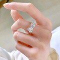 wholesale S925 Silver Heart-Shaped Diamond Three-Life Stone Engagement Ring for Women, Fashion Wedding Band-0-3