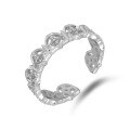 wholesale Sterling Silver Adjustable Open Ring with Lace Cut-out Design, Dunli Jewelry New Collection Light Luxury and Versatile-0-0