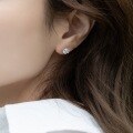 wholesale S925 sterling silver new Korean and Japanese minimalist geometric white zircon earrings fashionable trendy wholesale from manufacturers-0-1