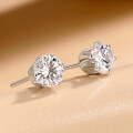 wholesale S925 Sterling Silver Moissanite Stud Earrings Simple Six-Prong Single Stone Earrings for Women Versatile Elegant Moissanite Earrings Hypoallergenic Ear Jewelry-0-1