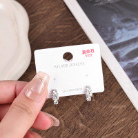 Sterling Silver Rhinestone Earrings for Women, 2025 Winter Sparkling Elegant Studs-MR-0236 (50-minute Mozzarella) 2.0G