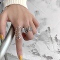 wholesale S925 Sterling Silver Retro Minimalist Hollow-Out Line Butterfly Ring Y2K Baddie Stylish Niche Ring for Women-0-2