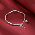 wholesale 999 Silver Wave Bracelet for Women, Japanese Korean Minimalist Niche Bow Bell Young Style Pure Silver Open Bangle-0-2