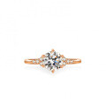 Champagne Gold Plated Sterling Silver Moissanite Six-Prong Crown Ring-0-0