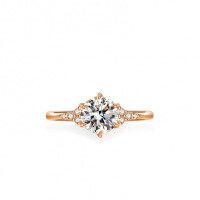 Champagne Gold Plated Sterling Silver Moissanite Six-Prong Crown Ring-1 carat (D color moissanite)  18 yards