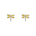 wholesale S925 silver earrings for women, Korean and Japanese style, artistic and fresh, gold-plated with silver edges, dragonfly earrings, ear accessories G0387-0-4