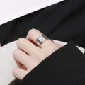 wholesale S925 Sterling Silver Unisex Korean Japanese Style Wide Rolled Edge Open Ring with English Inscriptions, Punk Hip Hop Trendy-0-0