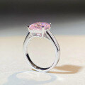 wholesale S925 Sterling Silver European and American Cross-Border Style AliExpress Asscher-Cut Pink Zircon High Carbon Diamond Ring for Women-0-2