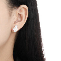 wholesale S925 Sterling Silver Irregular Fold Earrings for Women, Asymmetrical, Niche, Textured Design Silver Earrings-Burnt Silver [Swimming] [with pure silver ear plugs] > 925 silver