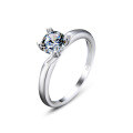 wholesale 925 Sterling Silver 1ct Zircon Ring for Women, Minimalist Luxury Small Niche High-end Emotion Couple Wedding Engagement Simulated Diamond Ring-0-15