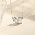 wholesale 925 Sterling Silver 6*8mm Oval 2-Carat Zircon Double Ring Necklace, Minimalist and Luxurious Feel, Niche-0-2