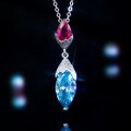 wholesale S925 Silver Blue Teardrop Pendant Women's High-end Fashion Gemstone Necklace Wholesale-0-1