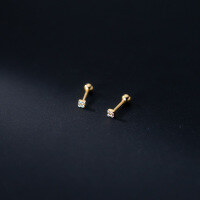 wholesale S925 Sterling Silver Korean Style Inlaid Diamond Square Geometric Stud Earrings Summer Spiral Light Pearl Ear Accessories G9747-S925 silver pair silver 925 silver