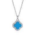 wholesale S925 silver minimalist four-leaf clover lucky necklace for women, trendy niche-0-10