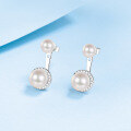 wholesale Metal material new commuting silver pin freshwater pearl earrings studs European and American round luxury high-end earrings wholesale-0-0