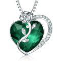 wholesale 925 Sterling Silver Rose Heart Necklace with High-End Swarovski Gemstone Ruby Pendant for Women-0-6