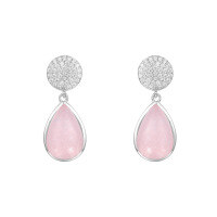 wholesale S925 Silver New Luxury Jewelry Accessories Pink Crystal Gemstone Earrings, French Romance Inlaid with Natural Colored Gemstones-Rose Quartz &gt; 925 Silver