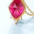 wholesale S925 Sterling Silver Japanese-Inspired Luxury Minimalist Diamond-Shaped Exquisite Prong-Set Ruby Pendant Necklace Cross-Border Best-Seller-0-2