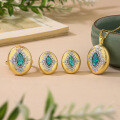 wholesale S925 Gold-Plated Silver with Buccellati, Medieval Style Opal Ring Necklace Earring Set by-0-0