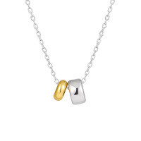 wholesale S925 Sterling Silver 470 Small and Unique Geometric Circular Wheel Color-Blocking Design with High-End Electroplating Necklace for Women-Platinum + 18K gold > 925 silver