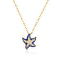 wholesale S925 Sterling Silver Gold-Plated Korean Japanese Style Fashionable and Unique Ins-style Starfish Necklace for Women, Star Choker Necklace Jewelry-0-4