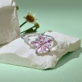 wholesale S925 Sterling Silver Euro-American Cross-Border INS Style Diamond-Inlaid Peach Blossom Stress-Relief Rotating Series Versatile Design Women's Ring-0-3