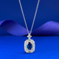 wholesale S925 Sterling Silver European and American New 6*8mm Blue Gemstone Necklace for Women, Collarbone Chain with Vintage Pendant-0-0