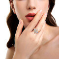 wholesale 18K Gold & S925 Sterling Silver Flower Ring Fashionable and Sophisticated 1 Carat Moissanite Diamond Ring-0-3