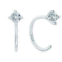 S925 Sterling Silver D Color Moissanite Earrings, Simple Design, Cross-Border Live Streaming, Daily Commute Wholesale-Four-prong round stud earrings [White Gold  925 Silver]