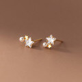 wholesale S925 Sterling Silver Ins Style Diamond Star Synthetic Pearl Ear Studs Sweet and Dainty Women's Earrings M03345-0-3
