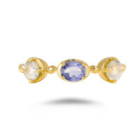 wholesale S925 Gold-Plated Silver, Duli Jewelry Japanese Style Minimalist Colored Gemstone Moon Goddess Iolite/Labradorite Ring-Moonlight Goddess Iolite + Labradorite Ring No. 7 (Mido)