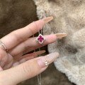 wholesale S925 Sterling Silver Light Luxury Elegant Ruby Four-Leaf Clover Pendant Necklace, Small and Exquisite High-Aesthetic Petal Collarbone Chain-0-0