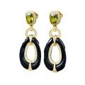 wholesale S925 Sterling Silver 1 Carat Olive Green Earrings, Vintage European Old Money Style Fashion Women's Design-0-4