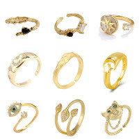 wholesale S925 sterling silver geometric star and moon ring, small batch design, multiple styles, adjustable open ring, one size fits all-Style 3>Adjustable opening